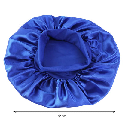 New Women'S Satin Solid Wide-Brimmed Sleeping Hat Unisex Head Wrap Elastic Band Cap Hair Care Bonnet Night Hat Bonnet De Nuit